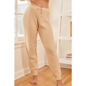 Lulus Meet Your Weekend Cream Knit Drawstring Joggers Size S